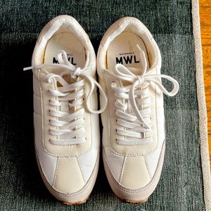 NWOB Madewell league sneakers washed nubuck ivory linen